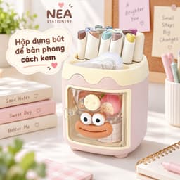 Hộp đựng bút để bàn phong cách kem – ống cắm bút đa năng cute 5