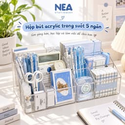 Hộp cắm bút acrylic trong suốt 5 ngăn – khay đựng bút để bàn 8