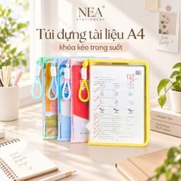 Túi tài liệu A4 trong suốt có khóa kéo và tay xách – kèm bảng kẹp 1