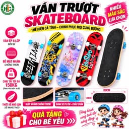 Ván trượt Skateboard mặt nhám, trượt ván, ván trượt thể thao gỗ ép 8 lớp chắc chắn. 1