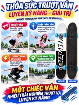 Ván trượt Skateboard mặt nhám, trượt ván, ván trượt thể thao gỗ ép 8 lớp chắc chắn. 2