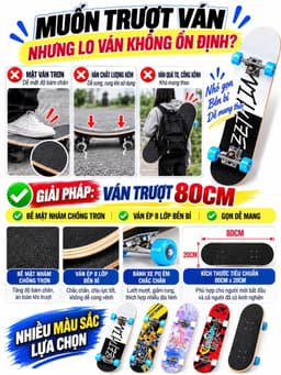 Ván trượt Skateboard mặt nhám, trượt ván, ván trượt thể thao gỗ ép 8 lớp chắc chắn. 1