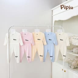 Combo 3-5 Bộ Quần Áo Sơ Sinh Dài Tay Happy Cạp Cao Màu Chất Vải Petit Bamboo Thấm Hút Cho Bé sơ sinh 9