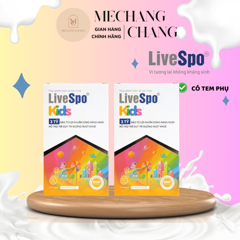 [T6/2028] Hộp 10 ống Men Vi Sinh tiêu hoá LiveSpo Kids Cho Trẻ, Hỗ Trợ 3 Tỷ Bào Tử Lợi Khuẩn, Duy Trì Đường Ruột Khoẻ LS