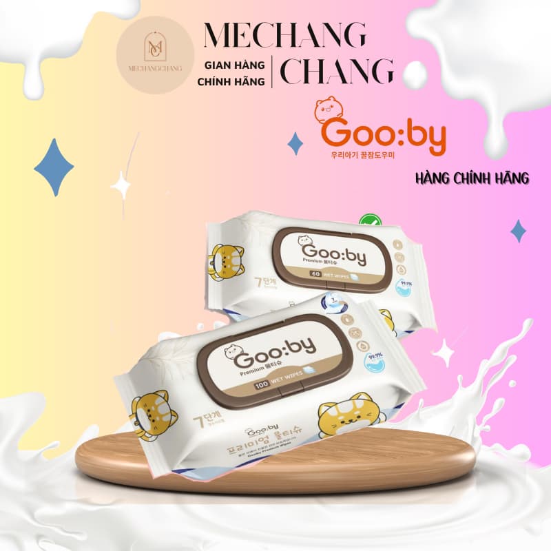 Khăn ướt Gooby Premium cao cấp chính hãng mềm, k mùi, dai, an toàn cho bé