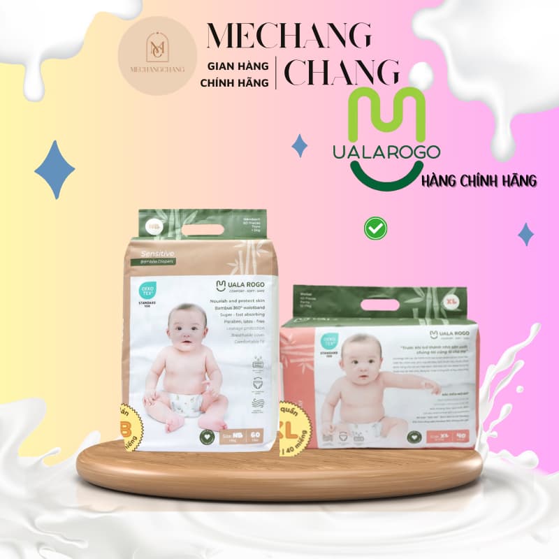 [GIÁ CỰC TỐT - CHÍNH HÃNG] Tã/bỉm UalaRogo sợi tre mềm mại, chống tràn, thấm hút đủ size cho bé