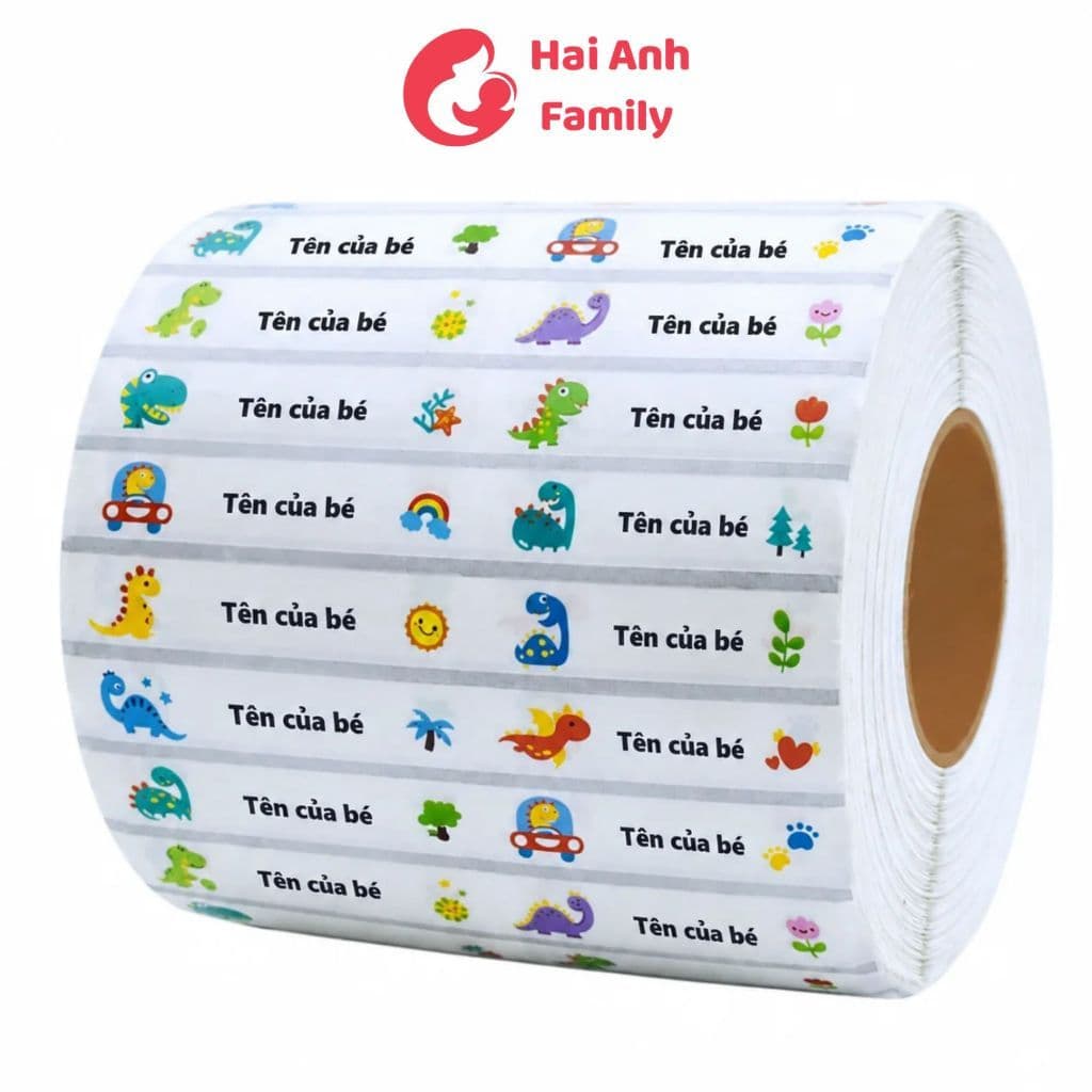 Set 60 nhãn dán tên bé (theo yêu cầu) dán đồ dùng học tập