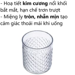 Ly tròn kim cương trong Hokori 6326. 260ml và Có Quai Vĩ Hưng 3127. LMS 2