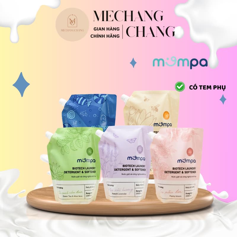 [GIÁ CỰC TỐT - HÀNG CHÍNH HÃNG] Nước giặt Mompa Organic công nghệ Enzime tẩy sạch vết bẩn cứng đầu túi 2L