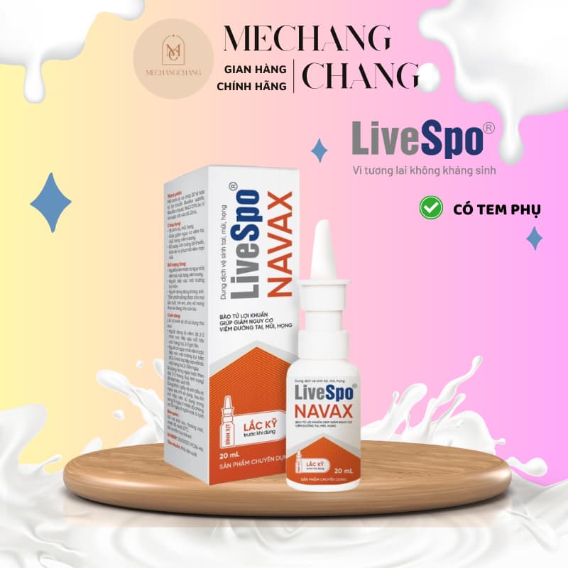 [T1/2028] Xịt bào tử lợi khuẩn LiveSpo NAVAX ngừa viêm tai mũi họng dung tích 20ml cho bé