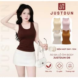 [XẢ KHO] Áo Ba Lỗ Ôm Body Basic Cotton Mịn Tôn Dáng JUSTDUN D8 [KÈM MÚT] 1