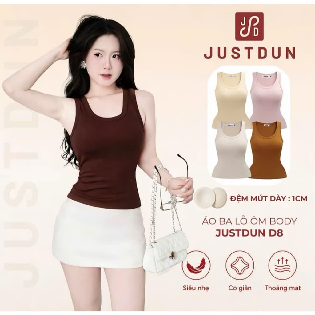 [XẢ KHO] Áo Ba Lỗ Ôm Body Basic Cotton Mịn Tôn Dáng JUSTDUN D8 [KÈM MÚT]