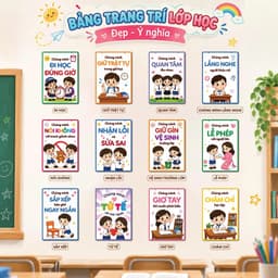 Bảng Trang Trí Lớp Học Mầm Non Tiểu Học – Bộ 12 Bảng Nội Quy Kỹ Năng Cho Bé, Decor Lớp Học Đẹp Ý Nghĩa 1