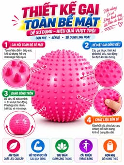 Bóng tập Yoga, Gym Gai Massage (Size 65 , 75 ,85cm) Tặng Kèm Bơm Chân Không( Bóng Gai) 3