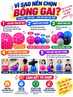 Bóng tập Yoga, Gym Gai Massage (Size 65 , 75 ,85cm) Tặng Kèm Bơm Chân Không( Bóng Gai) 7