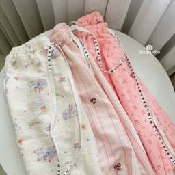 Bộ thun nữ tay dài YUSTUDIO chất áo giấy tay dài kèm quần đũi suông dài mặc mua thu đông mẫu Áo Kẻ ĐỏTay Dài 7