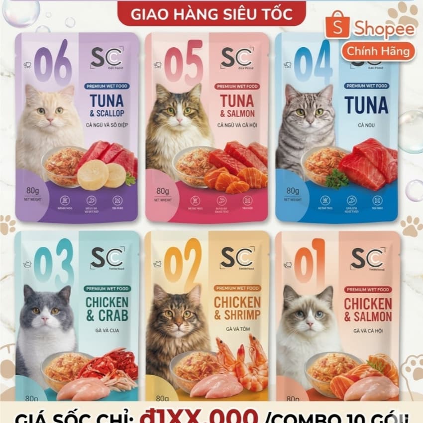 🐾 PATE CHO MÈO SC TOMSMECCA GÓI 80G - DINH DƯỠNG TOÀN DIỆN, THƠM NGON KHÓ CƯỠNG 🐾