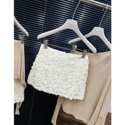 Set áo len mỏng lệch vai tay rơi kèm chân váy ren hoa nổi 3D TuMy Fashion HM-154 4