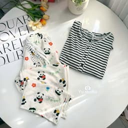 Bộ thun nữ tay dài YUSTUDIO chất áo giấy tay dài kèm quần đũi suông dài mặc mua thu đông mẫu Áo Kẻ Đen Tay Dài 6