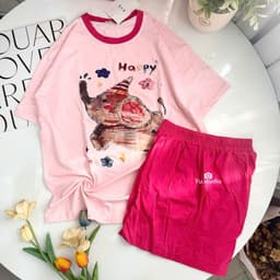 Bộ thun nữ YUSTUDIO bộ đùi mặc nhà chất cotton 4 chiều thoải mái mẫu Voi 1