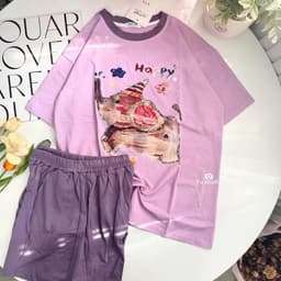 Bộ thun nữ YUSTUDIO bộ đùi mặc nhà chất cotton 4 chiều thoải mái mẫu Voi 4