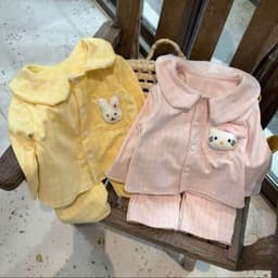 [Chất Zip Lông Thỏ Loại 1] Set Pijama Cho Bé Caro Cổ Sen Đính Charm Dễ Thương Giữ Ấm Thu Đông - BO192 1