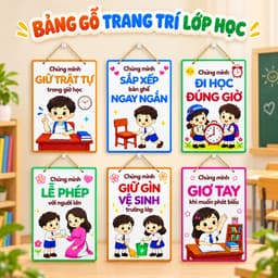 Bảng Nội Quy Lớp Học Bằng Gỗ, Trang Trí Mầm Non Tiểu Học, In UV Bền Đẹp 1