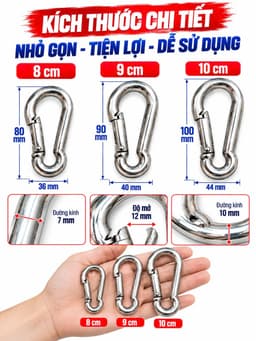 Móc nối dụng cụ cáp tập gym móc khoá cài giàn tạ kéo xô an toàn 6