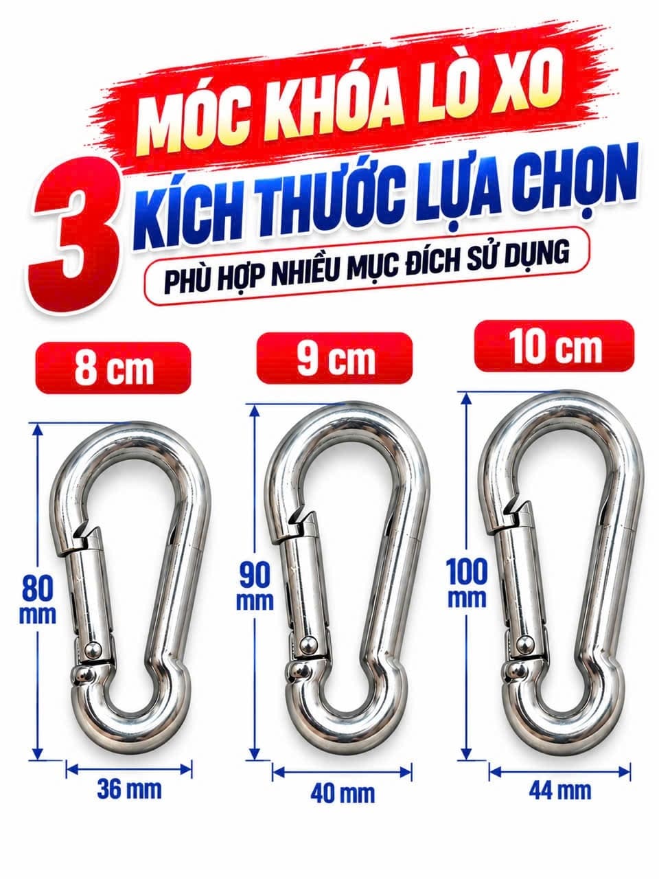 Móc nối dụng cụ cáp tập gym móc khoá cài giàn tạ kéo xô an toàn