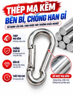 Móc nối dụng cụ cáp tập gym móc khoá cài giàn tạ kéo xô an toàn 2