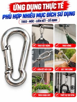 Móc nối dụng cụ cáp tập gym móc khoá cài giàn tạ kéo xô an toàn 5