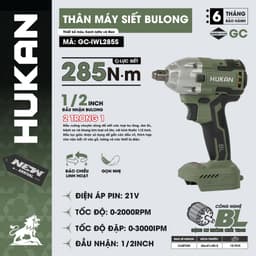 THÂN MÁY SIẾT BU LÔNG HUKAN GC-IWL285S – 285N.m | 21V | ĐẦU 1/2 INCH 1
