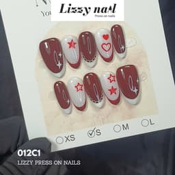 Lizzy Nail 012 | Nailbox Móng Úp Đỏ Rượu  | Set 10 Móng Giả Press On Nails Dự Tiệc, Đám Cưới, Kỷ Yếu 1