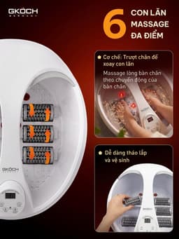 Bồn Ngâm Chân Massage GKÖCH Germany SS-606D, Làm Nóng Nước 30-45°C, Sục Khí Rung, Có Hẹn Giờ 11