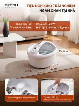 Bồn Ngâm Chân Massage GKÖCH Germany SS-606D, Làm Nóng Nước 30-45°C, Sục Khí Rung, Có Hẹn Giờ 17