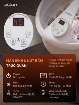 Bồn Ngâm Chân Massage GKÖCH Germany SS-606D, Làm Nóng Nước 30-45°C, Sục Khí Rung, Có Hẹn Giờ 16