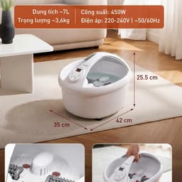 Bồn Ngâm Chân Massage GKÖCH Germany SS-606D, Làm Nóng Nước 30-45°C, Sục Khí Rung, Có Hẹn Giờ 8
