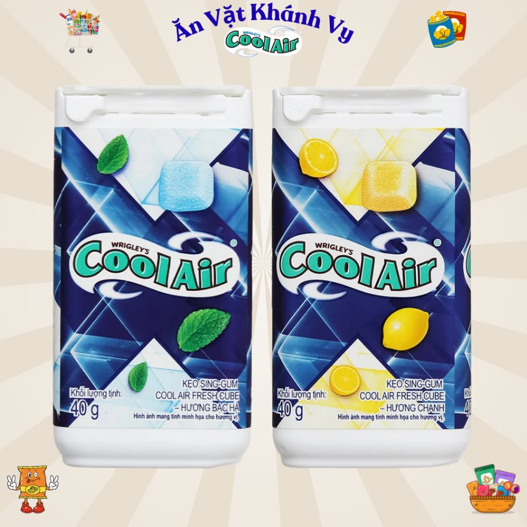 Kẹo Sing-Gum Cool Air Fresh Cube - Hương Chanh - Hương Bạc Hà 40g - HÀNG CHÍNH HÃNG