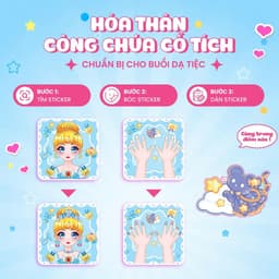 Sách Tiệm làm đẹp - Công chúa cổ tích (200+ stickers dễ thương) - Sách bóc dán sticker cho bé gái 3