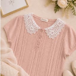 Áo Len Nữ Cổ Ren Vintage Tay Ngắn Dệt Kim Mềm Mịn Phong Cách Tiểu Thư Hàn Quốc 5