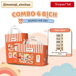Combo 6 Tã Bỉm Dán/Quần Momoji Air Dry+ NB/S/M/L/XL/XXL/XXXL Êm Mềm Mịn, Siêu Mỏng, Siêu Khô Thoáng, An Toàn Cho Bé 1