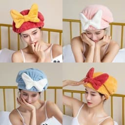 Mũ ủ tóc siêu thấm nước có nơ dễ thương - Đỏ - Đỏ 3
