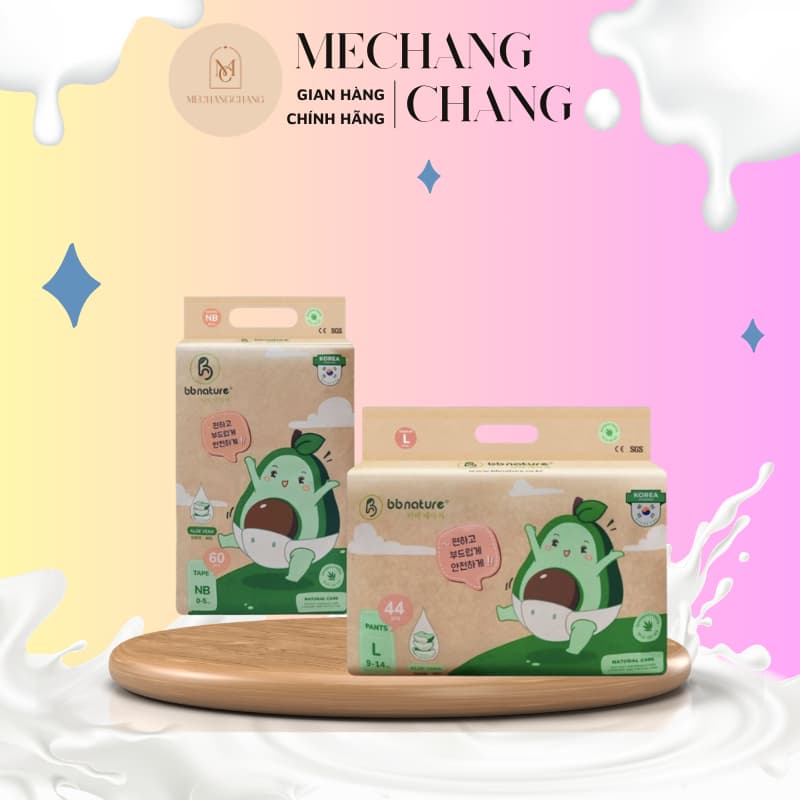 Bỉm dán quần sợi bamboo organic cao cấp BB Nature Hàn Quốc cho bé đủ size S62/ M52/ L44/ Xl40/ XXL38
