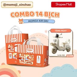 Combo 14 Tã Bỉm Dán/Quần Momoji Air Dry+ Êm Mềm Mịn, Siêu Mỏng, Siêu Khô Thoáng, An Toàn Cho Bé NB/S/M/L/XL/XXL/XXXL 1