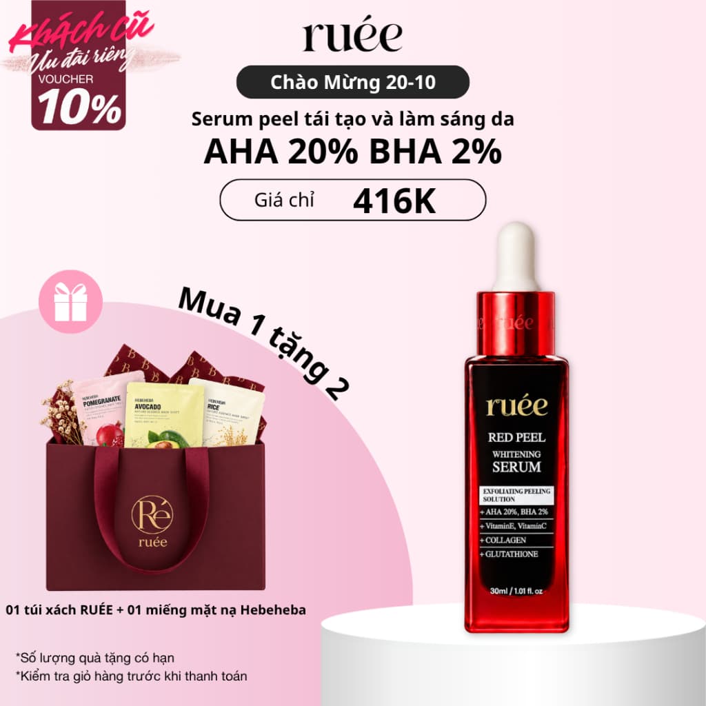 Serum peel tái tạo và làm sáng da RUÉE Red Peel Whitening Serum 30ml - Chính hãng Hàn Quốc