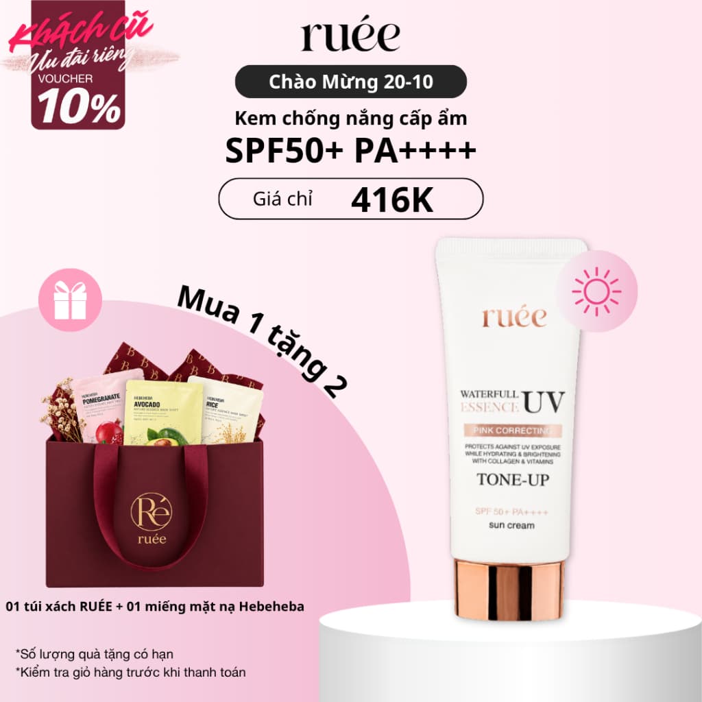 Kem chống nắng cấp ẩm SPF50+ PA++++ RUÉE UV Waterful Essence Sun Cream 60ml - Chính hãng Hàn Quốc
