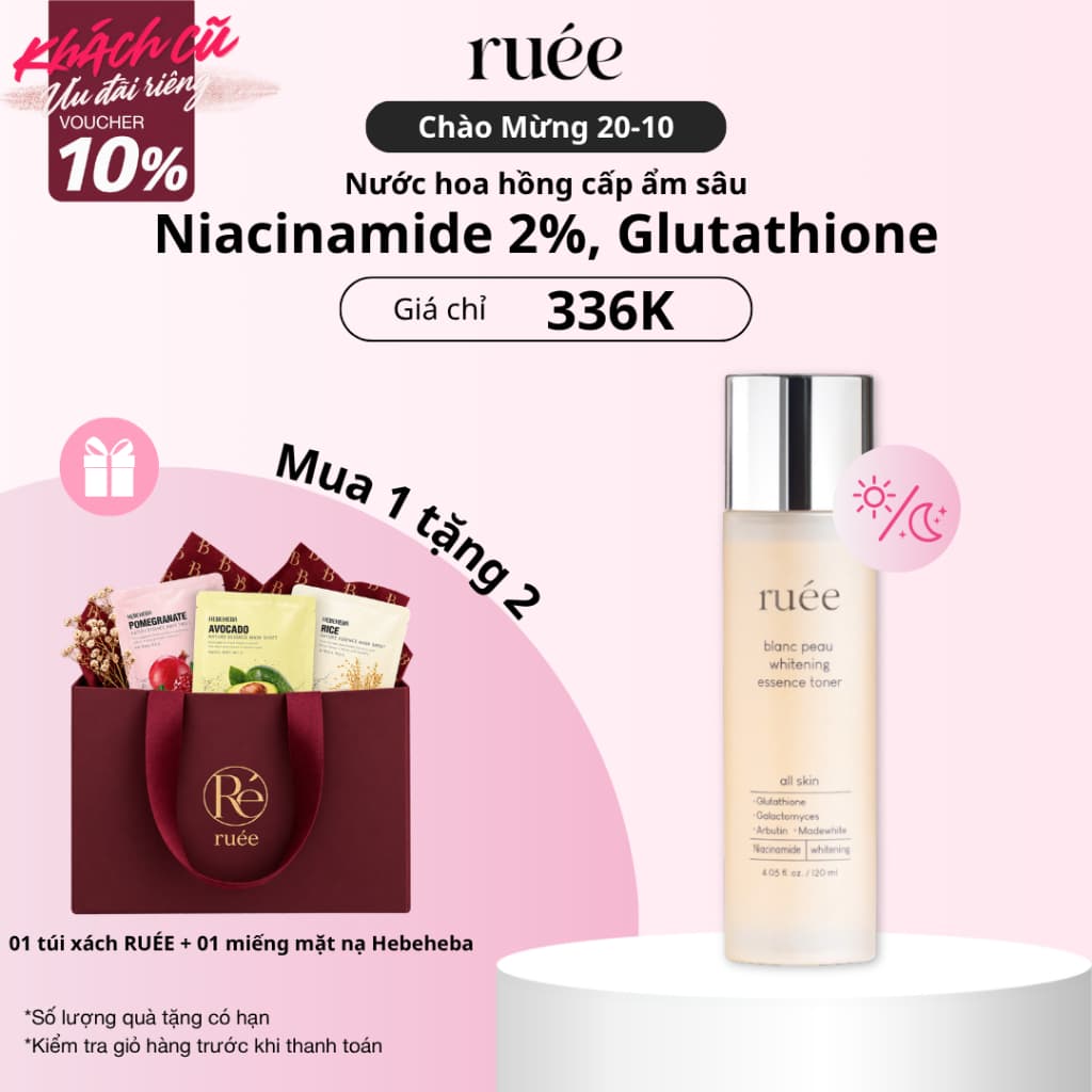 Nước hoa hồng cấp ẩm sâu RUÉE Blanc Peau Whitening Essence Toner 120ml - Chính hãng Hàn Quốc