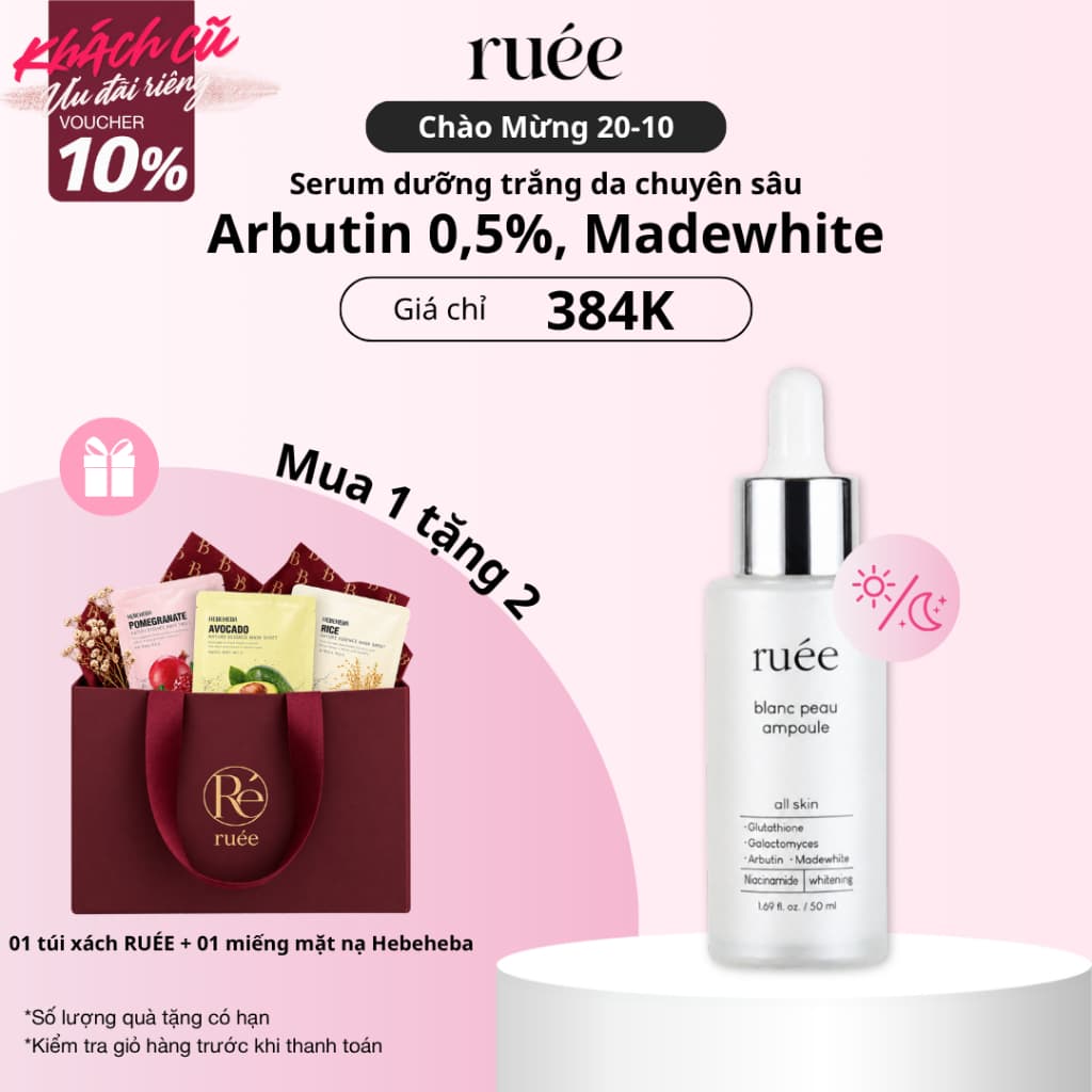 Serum dưỡng trắng da chuyên sâu RUÉE Blanc Peau Ampoule 50ml - Chính hãng Hàn Quốc