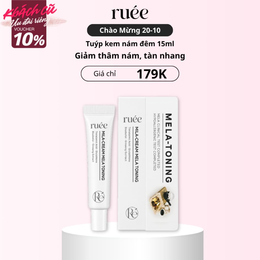 Tuýp 15ml kem đêm giảm thâm nám, tàn nhang RUÉE Mila Mela Toning Cream - Chính hãng Hàn Quốc