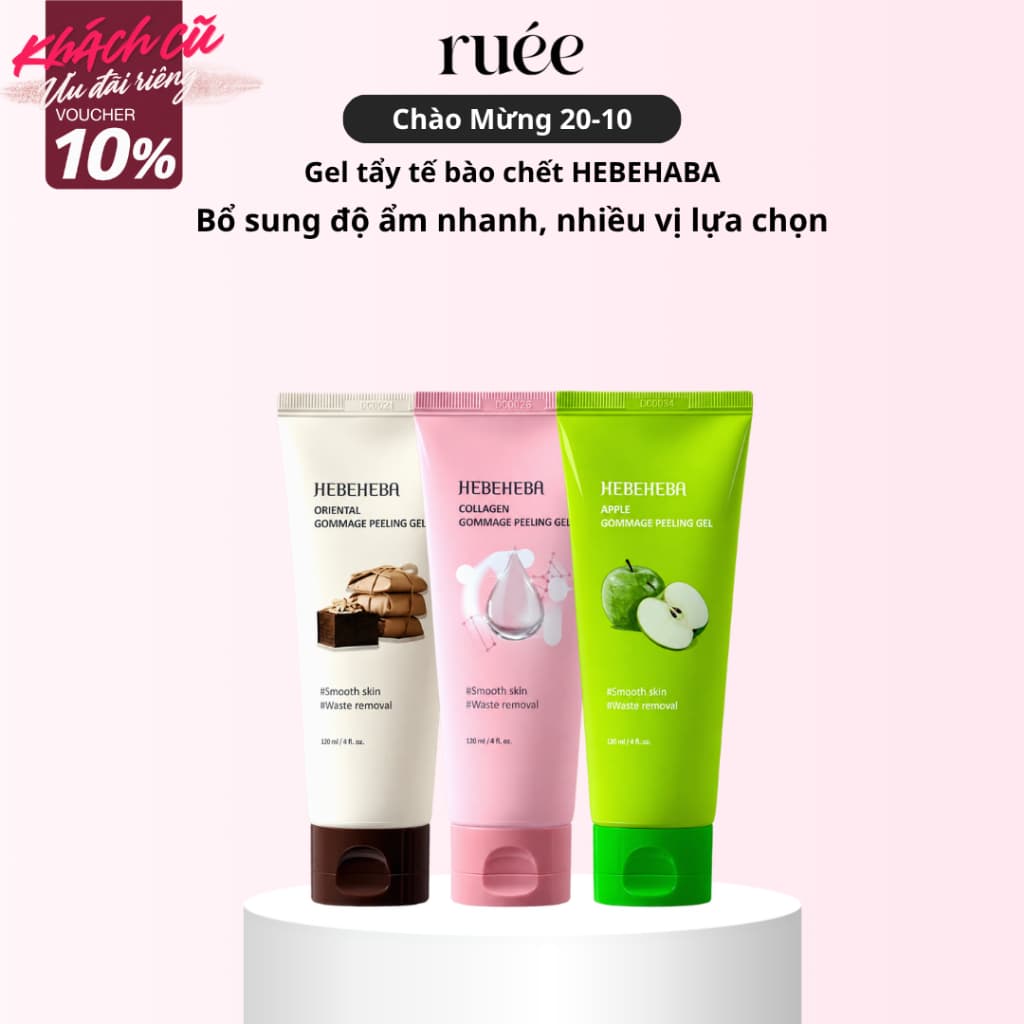 Gel tẩy tế bào chết Hebeheba Gommage Peeling Gel 120ml, giúp da mềm mịn - Quà tặng Hàn Quốc